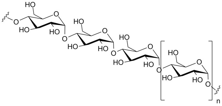 Starch, a 1,4 alpha-linked glucose polymer. Public Domain Image.