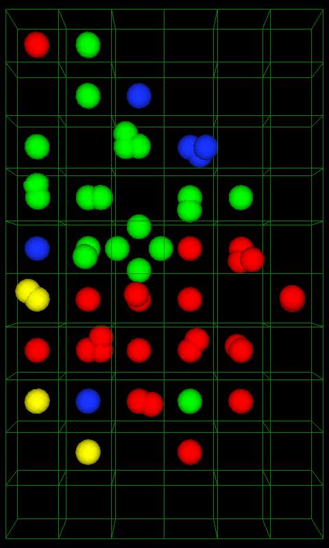 A chain reaction game going on in the 4-player mode