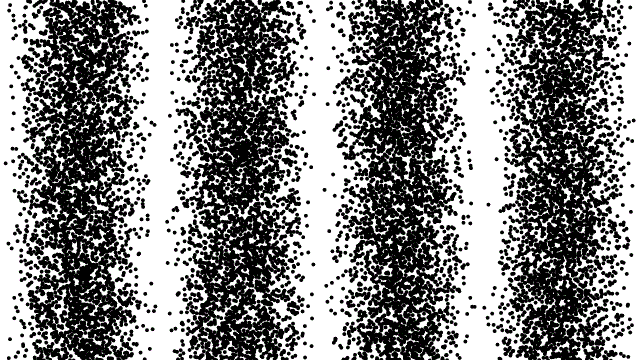 Diffraction pattern of electrons building up over time.