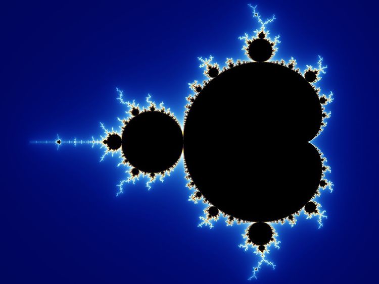 The fractal known as the Mandlebrot set. The complex quadratic map converges wherever the plot is black, and diverges at a rate according to the intensity of color elsewhere. By Wolfgang Beyer, CC BY-SA 3.0, https://commons.wikimedia.org/w/index.php?curid=321973